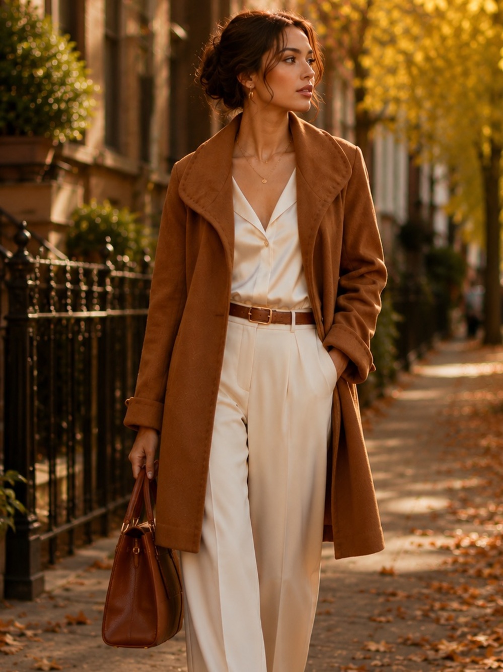 Vintage Talbots Wool Angora Coat Brown Camel Oversized Collar Women’s Size 8